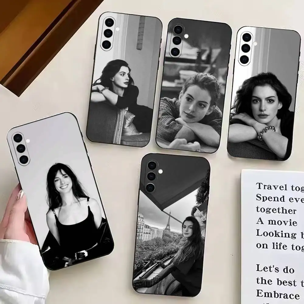 actress Anne -HathawayPhone Case For Samsung Galaxy A20,A21s,A22,A31,A32,A52,A53,A72,73,A80 Soft Black Cover
