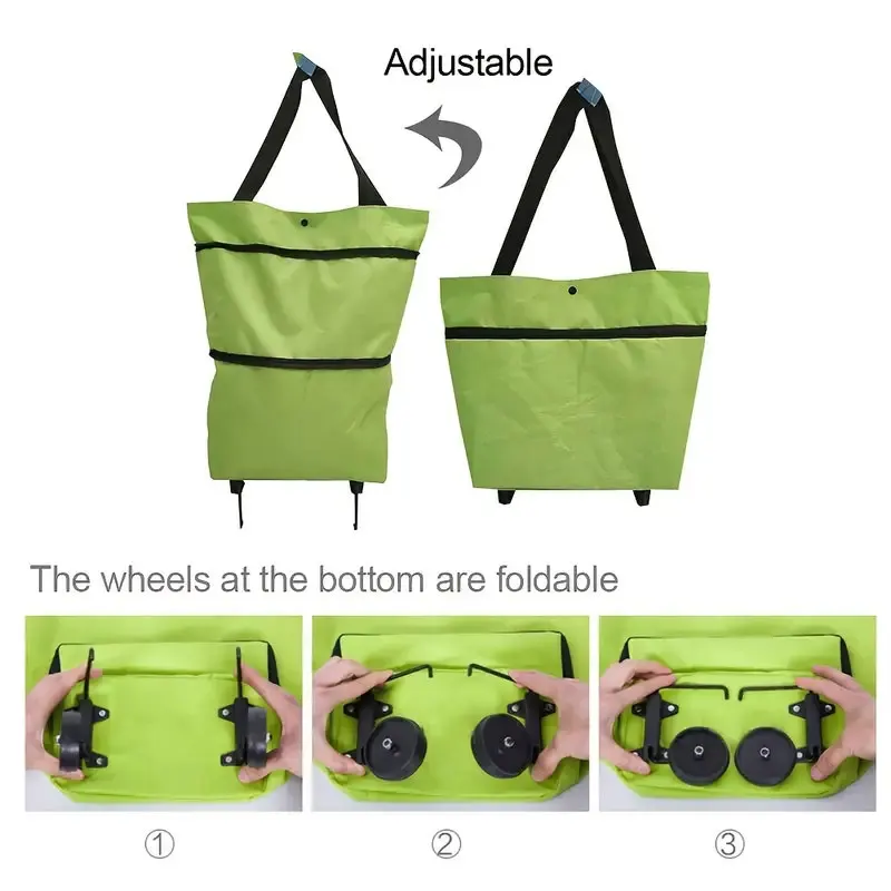 Fashion portable tug wheel shopping cart folding large-capacity household storage outdoor travel Oxford cloth handheld trolley