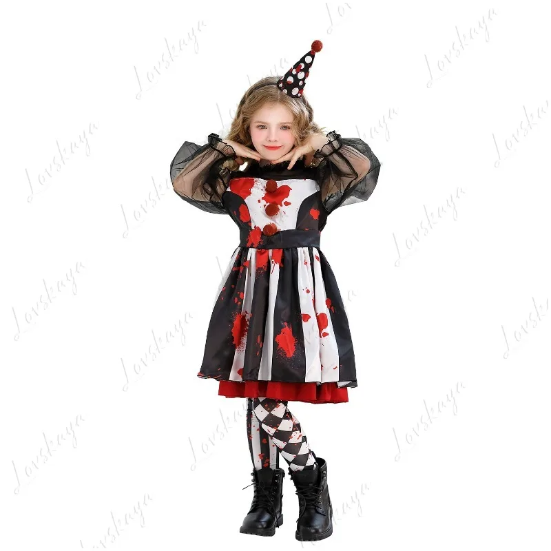 Halloween-kinderkostuums - Clownoutfits, Circusfeest Silly-kostuums, verkleedoptredens voor meisjes, prestatie-outfits