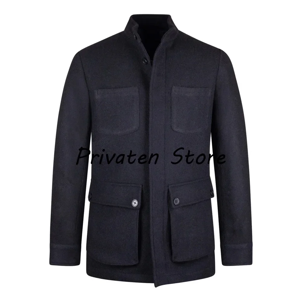 

Новинки в пальто и куртках для мужчин Зимние пальто Мужская шерстяная куртка с несколькими карманами Мужское пальто Роскошное мужское пальто Тренч Новый