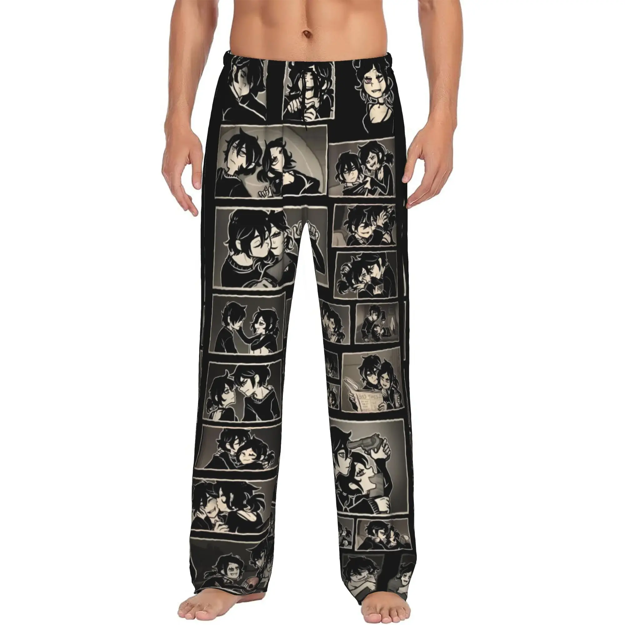 Custom The Coffin of Andy and Leyley Pajama Pants Men's Horror Puzzle Game Lounge Sleep Drawstring Sleepwear Bottoms with Pocket