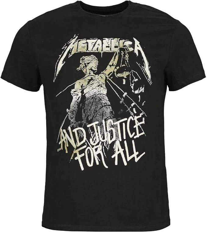 Camiseta de Metallica Justice For All con patrones artísticos, camiseta de moda de verano para hombres y mujeres, camiseta de algodón informal, camiseta clásica de banda de calle