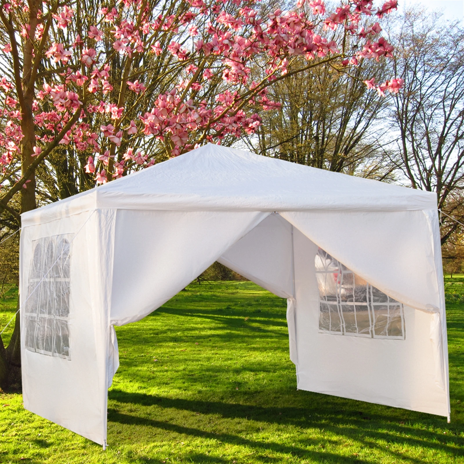 3 x 3m Four Sides Portable Home Use Waterproof Tent with Spiral Tubes White