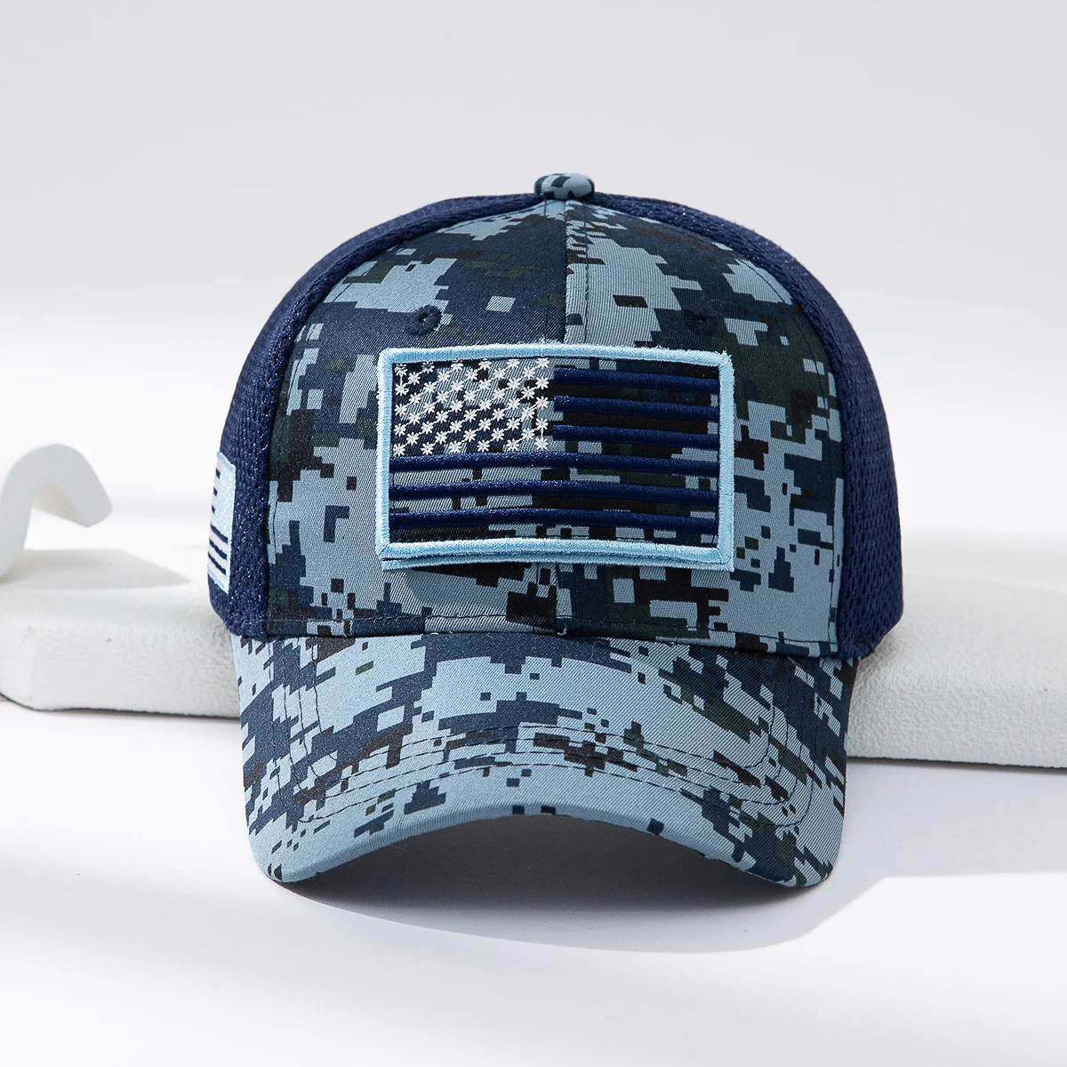 Cross-border Fashion Patch American Flag Camouflage Mesh Baseball Cap Outdoor Versatile Sunshade Baseball Cap