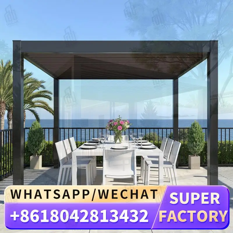 

Modern Waterproof Luxury Bioclimatic Gazebos Pergola Kits Aluminum Outdoor Patio in European Gardens pergola