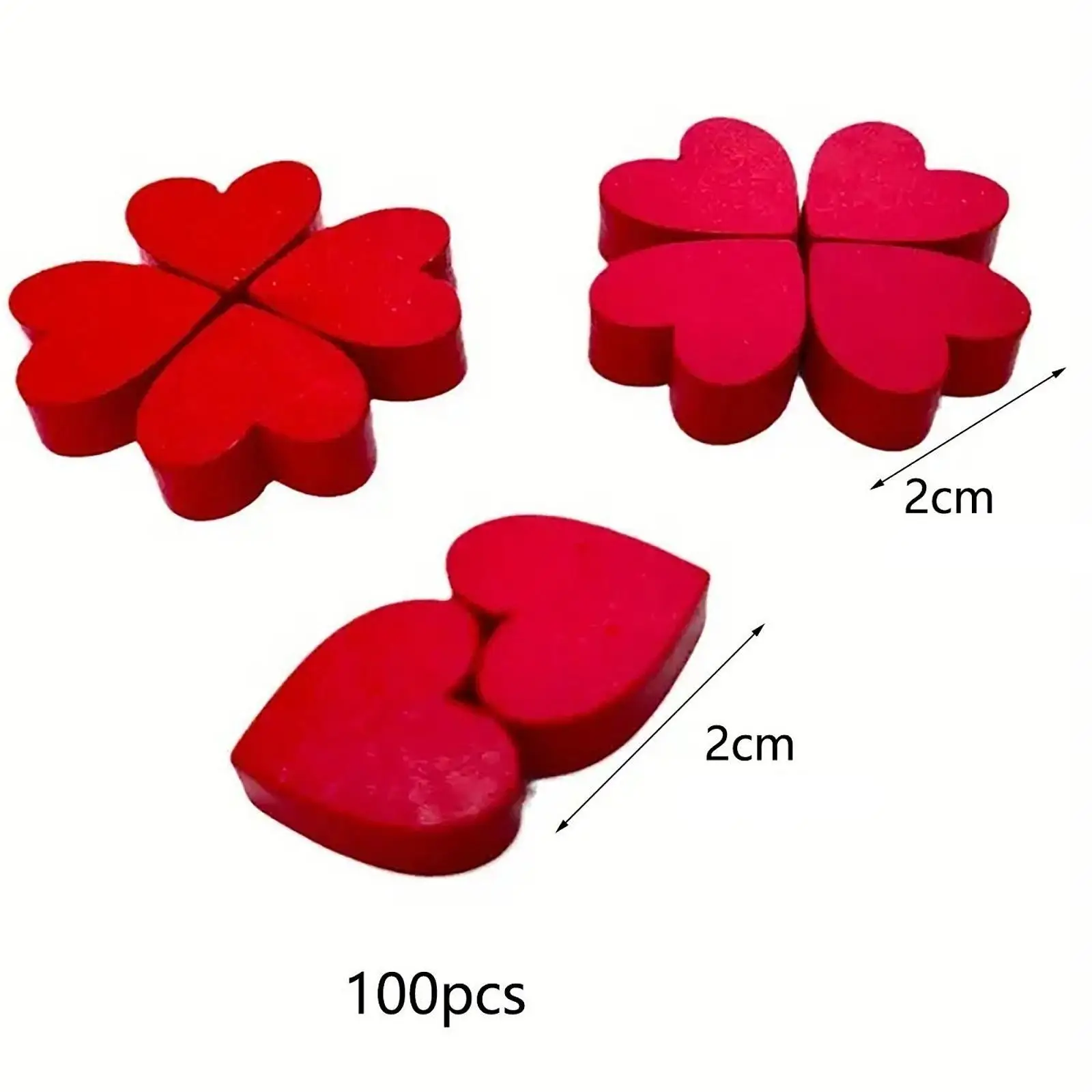 100x Valentine's Day Heart Wood Sign Gifts Decorative Romantic Figurine for Fireplace Farmhouse Home Table Decor Shelf Birthdays