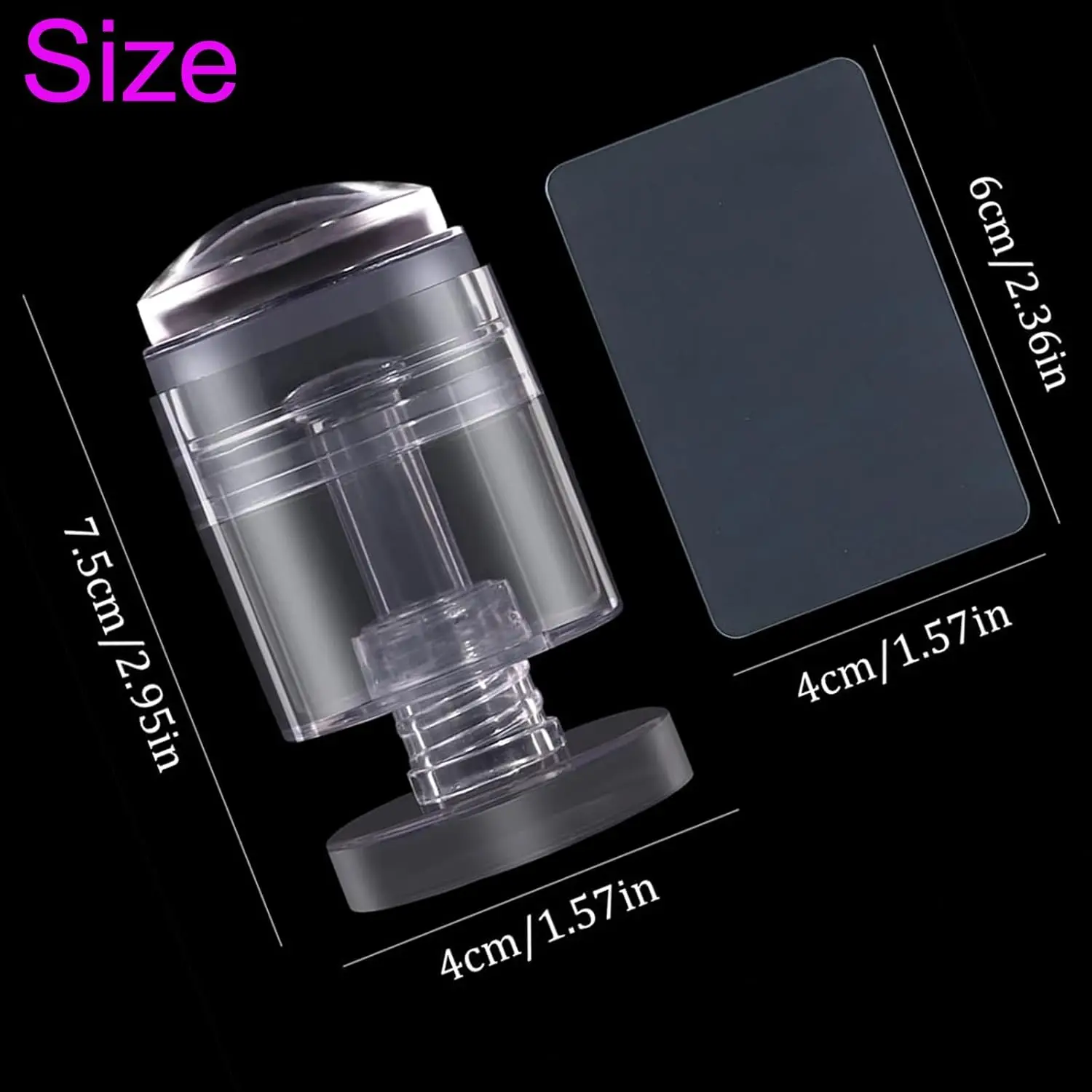 2 uds/kit giratorio ajustable patrón tamaño uñas arte sello con raspador transparente silicona impresión de uñas DIY herramienta de transferencia de uñas