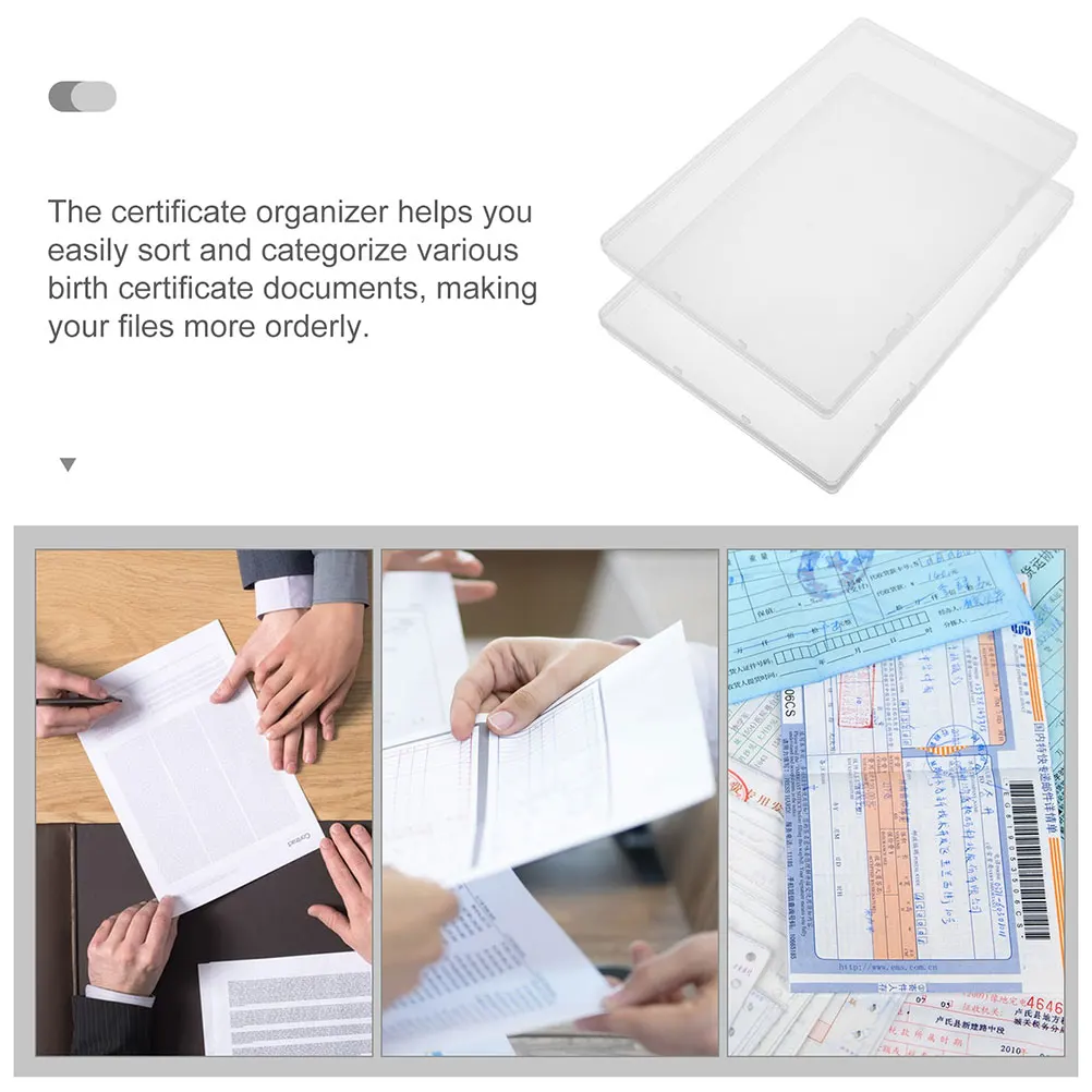 

3Pcs Plastic Birth Certificate Holder Box Secure File Organizer for Important Documents Naturalization Certificate Protective