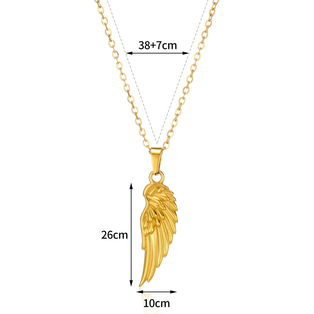 Stainless Steel Angel Wing Pendant Necklace Women Men Jewelry Gold Color Wings Choker Necklace Gifts For Her