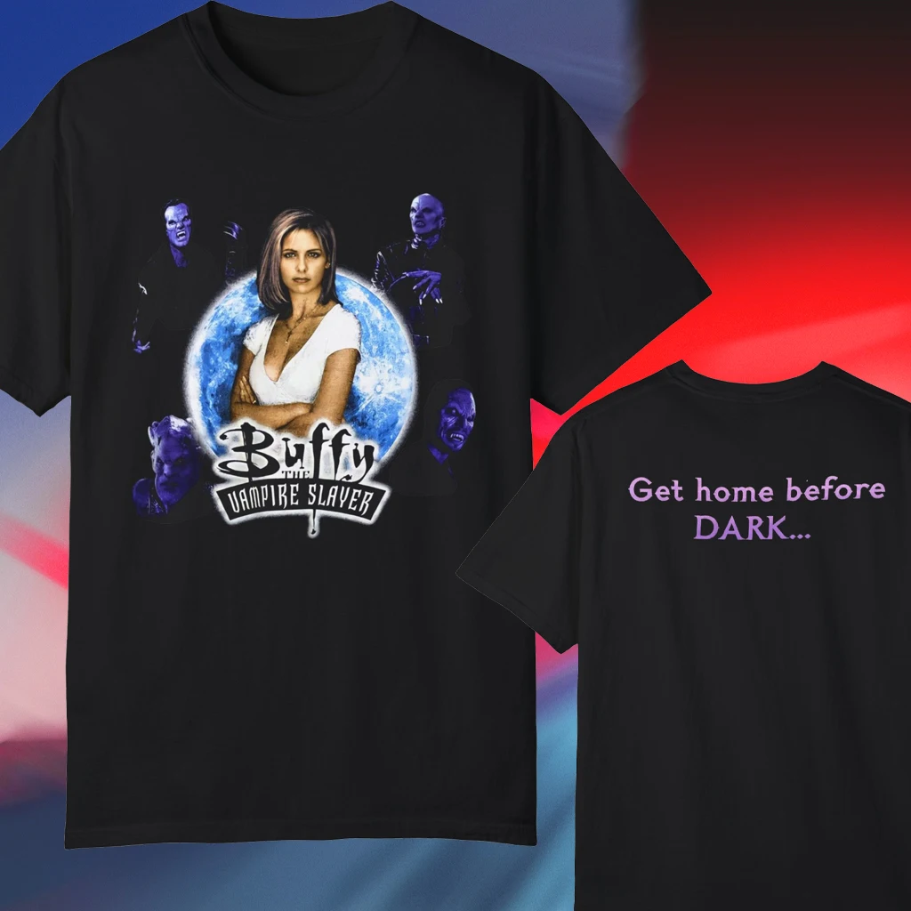 تي شيرت عتيق 90s كبير الحجم Y2k Harajuku بأكمام قصيرة بافي مصاص دماء القاتل تلفزيوني مروحة تي شيرت الرجال النساء الإناث الذكور الملابس