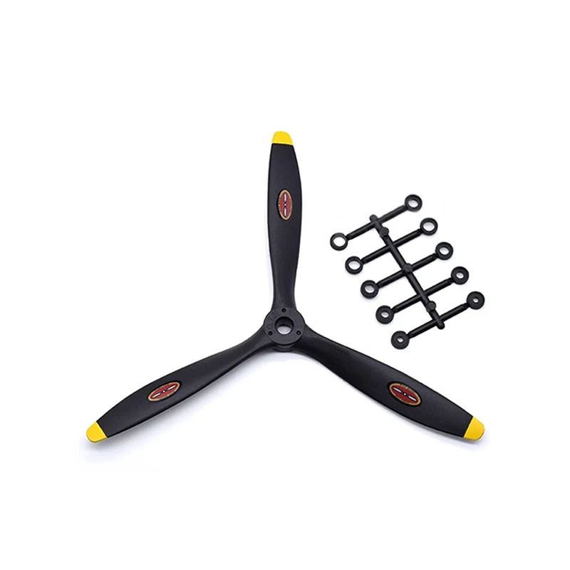 SHUAICHI 1 Stück RC Emuliertes Flugzeugmodell 8060 9060 1060 1170 1370 3-Blatt-Propeller aus Kohlenstoff-Nylon für Elektro-/Methanol-Benzinmotoren 3