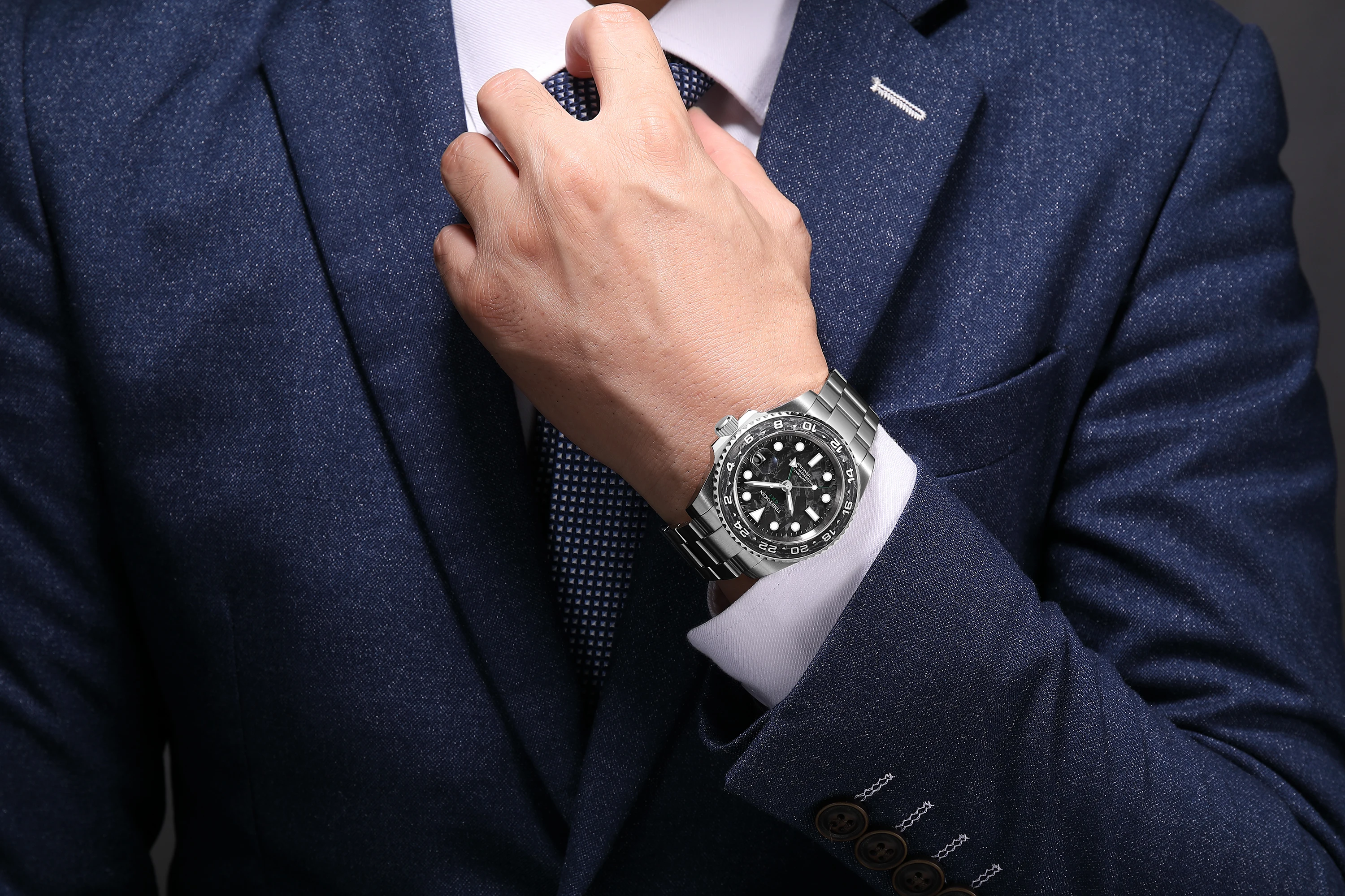 TIME TOKEN 2025 40mm Men's Carbon Fiber Automatic Watch Luxury Diver's 100m Water Resistant