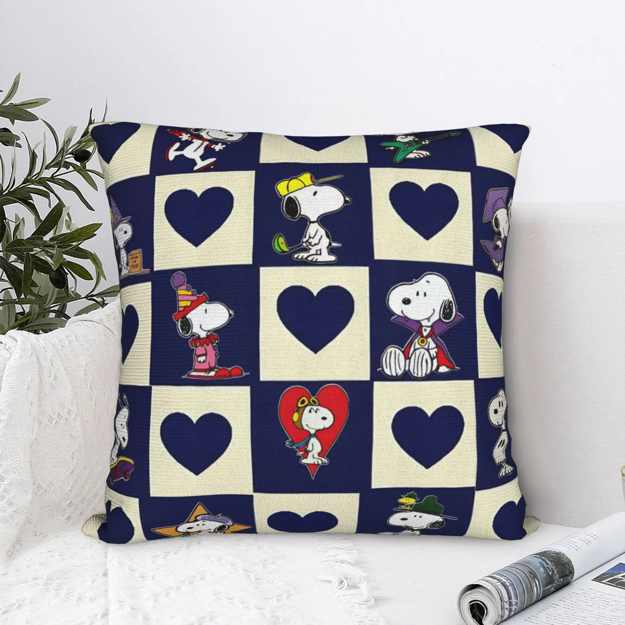Kawaii Anime S-Snoopys Square Pillow Case  Cushion Cover Fashion Polyester Decor Pillowcase for Home 45x45cm