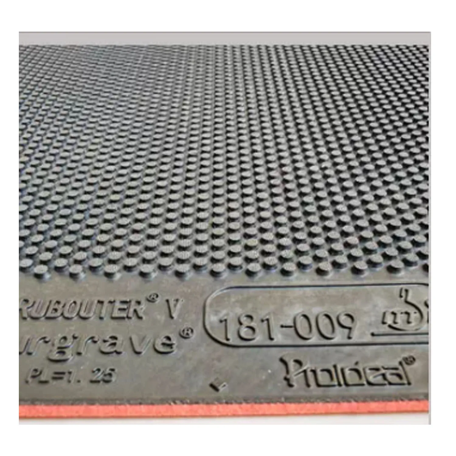 Proideal RUBOUTER V Grade D Rohgummi mit Längsprofilierung, schwimmend-sinkend, für Tischtennis. – Detail 4