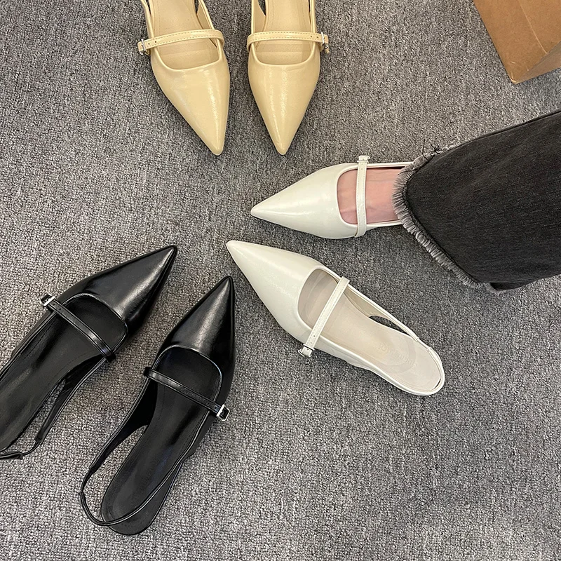 New Spring Women's French-Style Closed-Toe Sandals Luxurious Slip-On Designer Shoes Fashionable and Elegant Party Flat Sandals