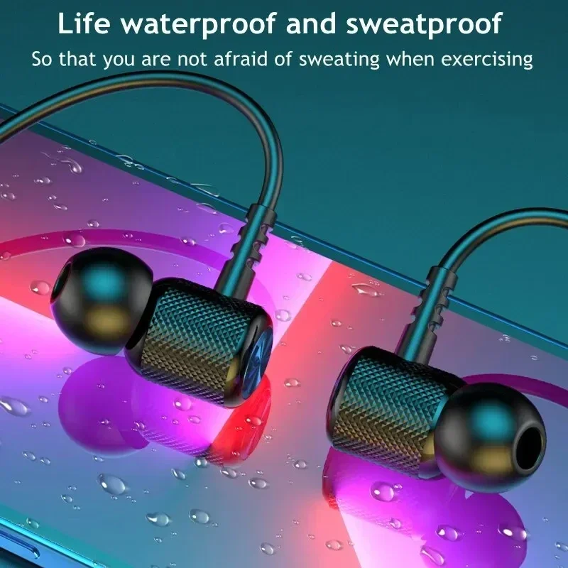 Silicone Hifi 12D Stereo Sports Headset Halter Waterproof Magnetic Earbuds Wireless Headphones Bluetooth 5.0 Neckband Earphones