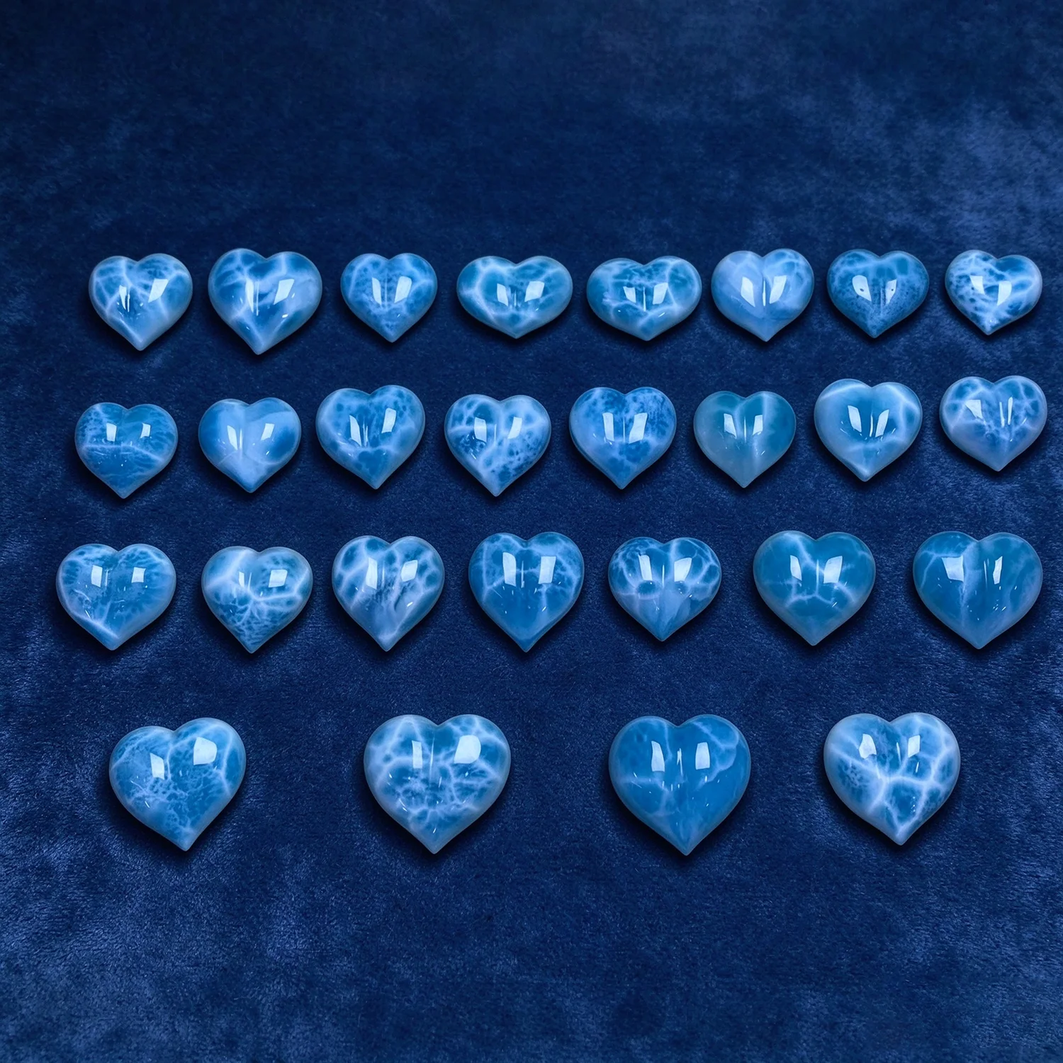 Natural Blue Larimar Heart Cabochon Loose Gemstone for DIY Jewelry