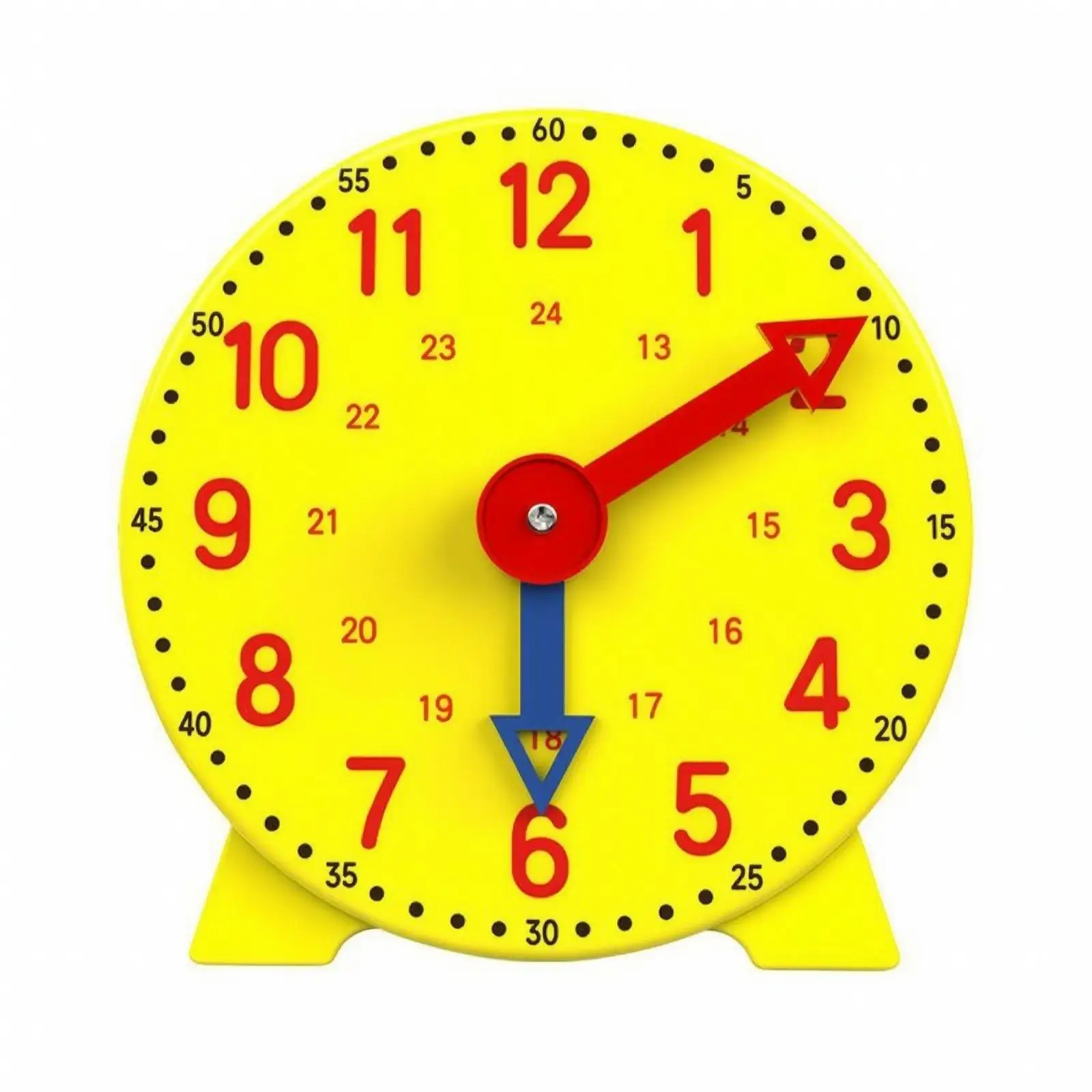 Teaching Timepiece for Children with Black Minute Circle and Vermilion Numbers Portable Clock Toy