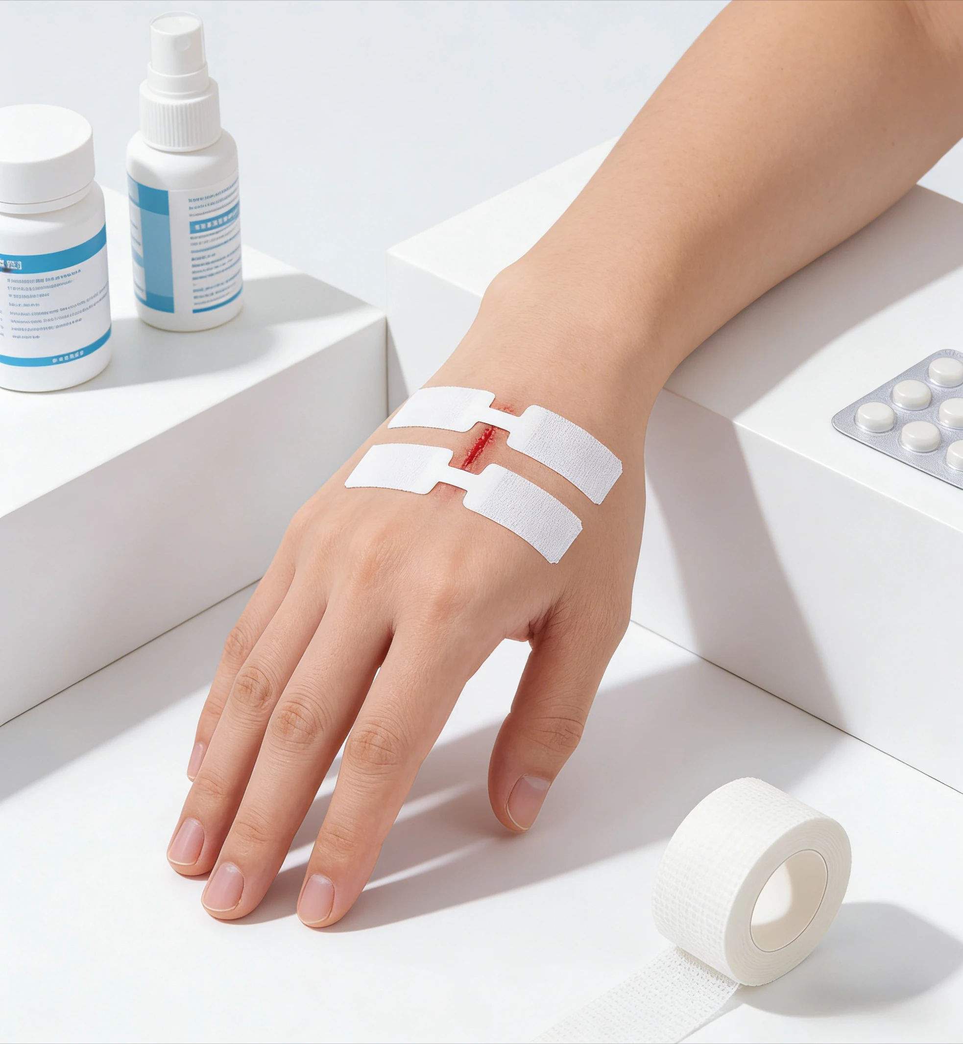 5-100pcs Butterfly Closure Bandage Strips - Adhesive Strip Stitch Bandages for Closing Skin Wounds with Non-Stick Pad