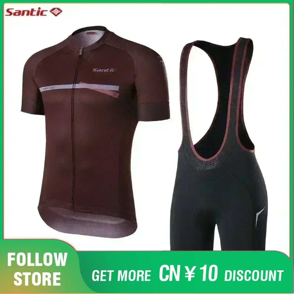 Santic Cycling Sets Mens Professional MTB Road Bike Racing Clothing 4D Padded Cycling Bib Shorts Cycling Jersey Tops Biker Suits