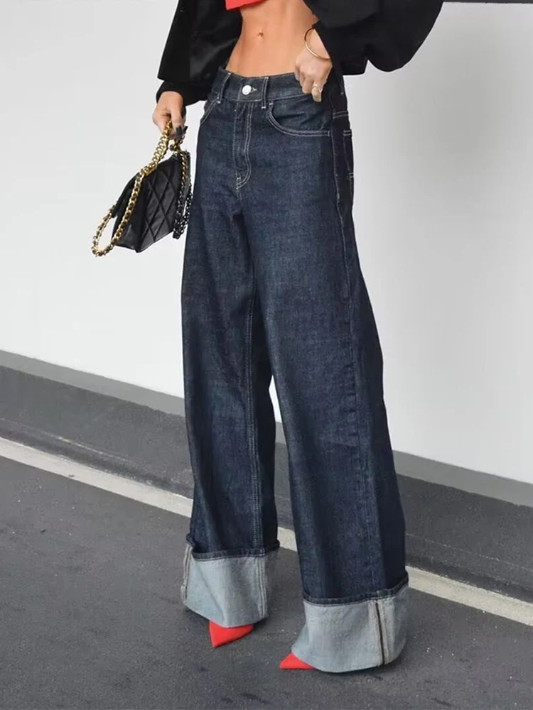 HH 2024 Vintage Women Patchwork Denim Jacket Pant Sets Long Sleeve Cropped Coat+High Waist Wide Leg Pants Streetwear Suit