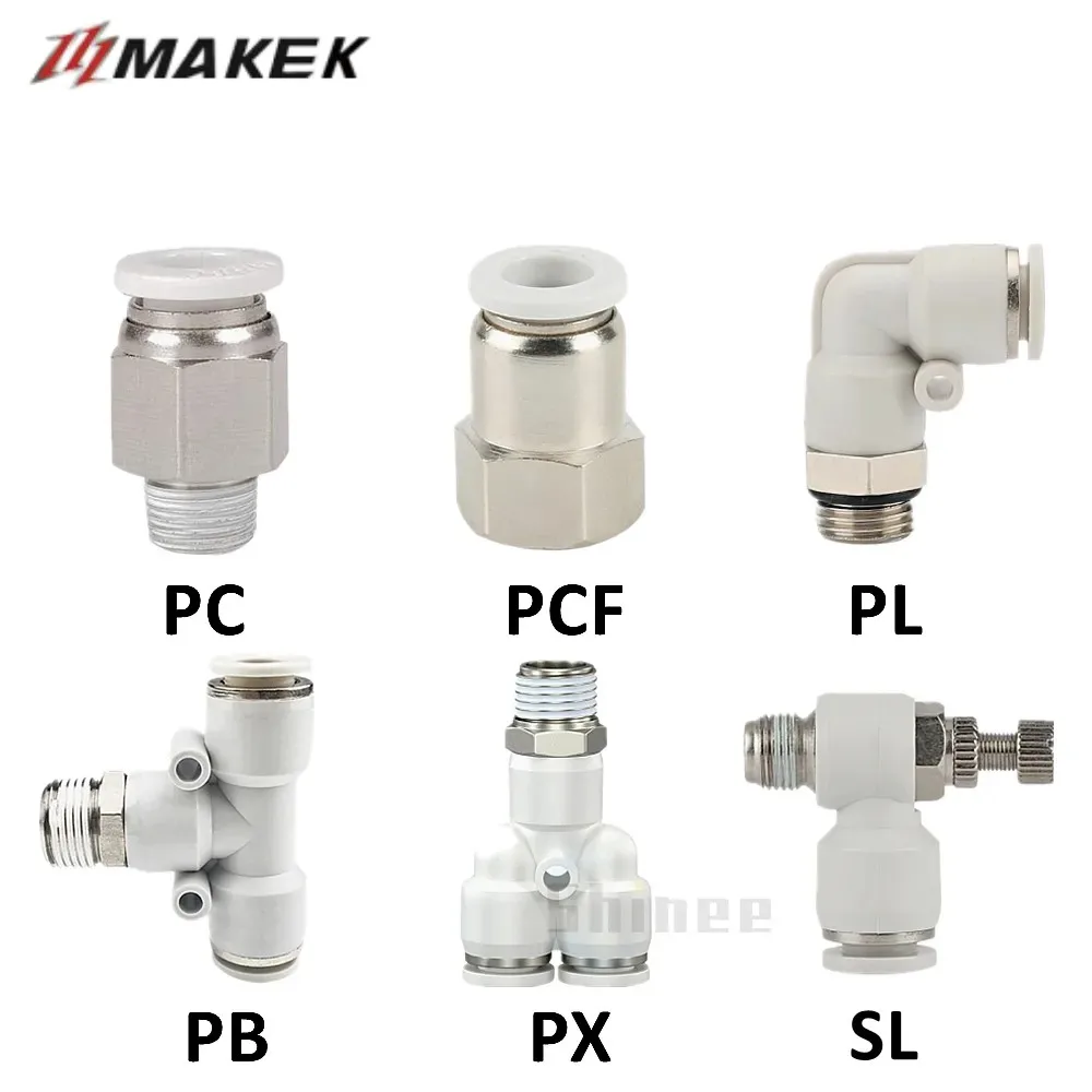 

Pneumatic Connector White Plastic Hose Fitting Male Thread PC/PCF/PB/PL/PX/SL Air Pipe Quick Fittings 12/10/8/6/4mm 1/4 1/2 1/8"