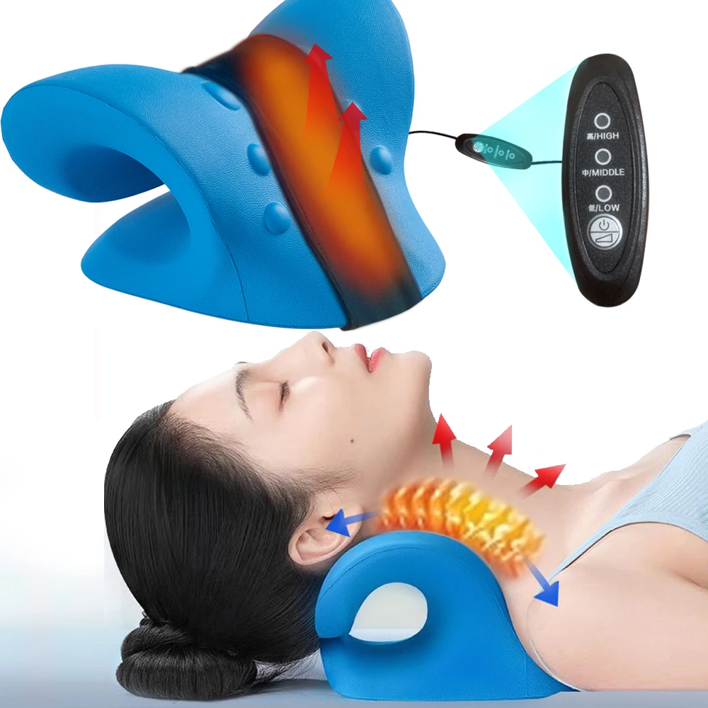 

Heated Neck Stretcher for Neck Pain Relief Orthopedic Cervical Traction Device Pillow Heating Shoulder Relaxer Shiatsu Massager