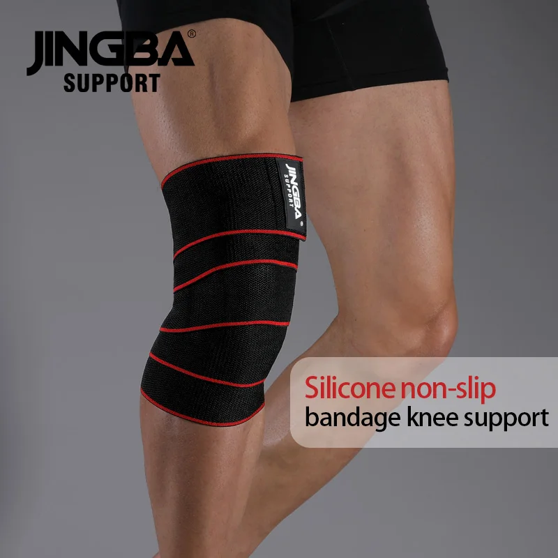 JINGBA SUPPORT 1 PCS Knee Wraps Fitness Weight Lifting Sports Knee Bandages Squats Training Equipment Accessories for Gym