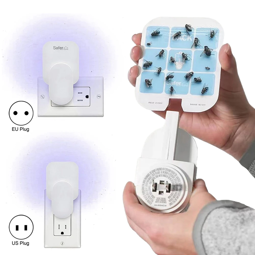 Fruit Fly Traps Plug-in Mosquito Killer Light with 2 Sticky Pads Gnat Moth Catcher Mosquito Trap Fly Catcher for House Indoors