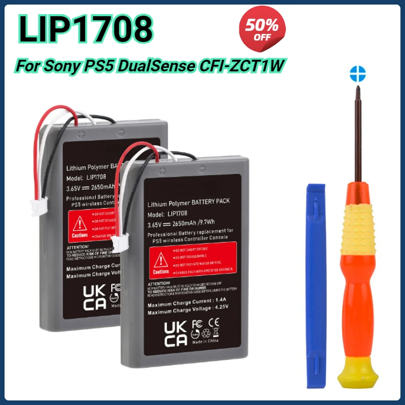 

2650mAh PS5 Controller Battery Replaces for Sony PlayStation 5 3.65V LIP1708 Dualsense CFI-ZCT1W CFI-ZCT1J Wireless Controller