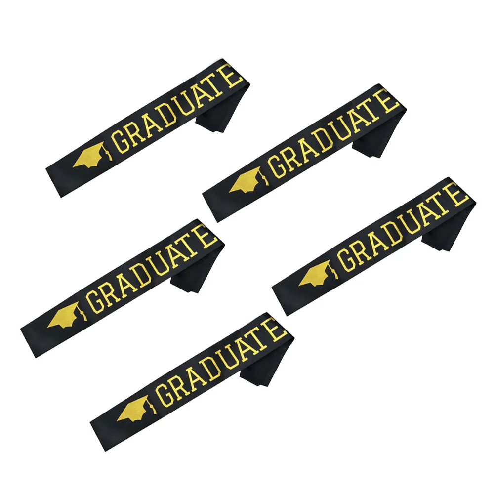 

5pcs 2020 Graduation Shoulder Strap Stylish Party Etiquette Belt Sash Graduate Decor Sash for Party (Black and )