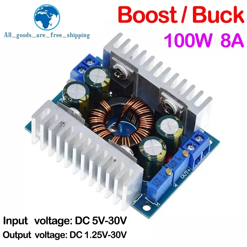 TZT DC 5-30V to 1.25-30V 8A Automatic Step UP/Down Converter Boost/Buck Voltage Regulator Module Charger Power Converter DIY KIT