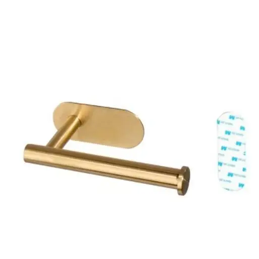 Homefish Gloden Self Adhesive No Drill Roll Toilet Paper Holder Stainless Steel Bathroom Kitchen Tissue Holder