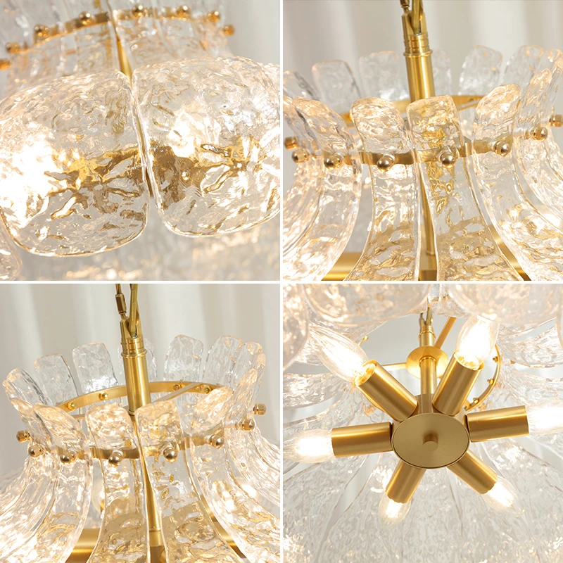 Romantic Ice Melting Glass Retro Restaurant Chandelier Medieval Bedroom Study Bar Counter American Style Lighting Fixtures