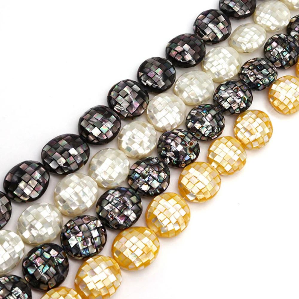 

Natural Abalone Seashell Mother-of-pearl Shell Bead Mosaic Flat Oval Loose Beads for Jewelry Making DIY Earring Necklace Jewelry