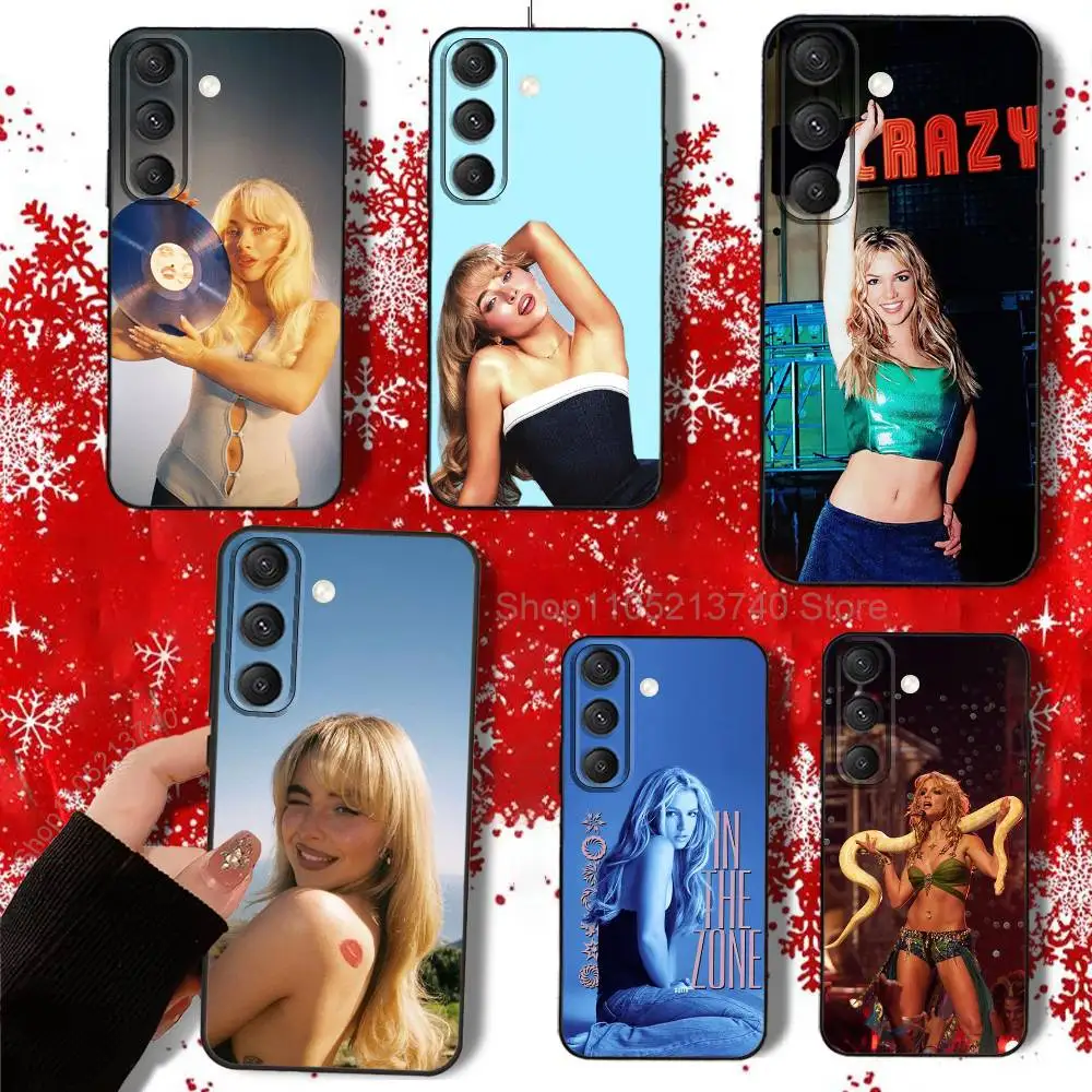 Etui na telefon z motywem piosenkarki Britney Spears dla Samsunga S22, S24, S20, S25, S23, S30, S21, Ultra, Plus, Fe, Lite 4G, 5G, czarne, miękkie.