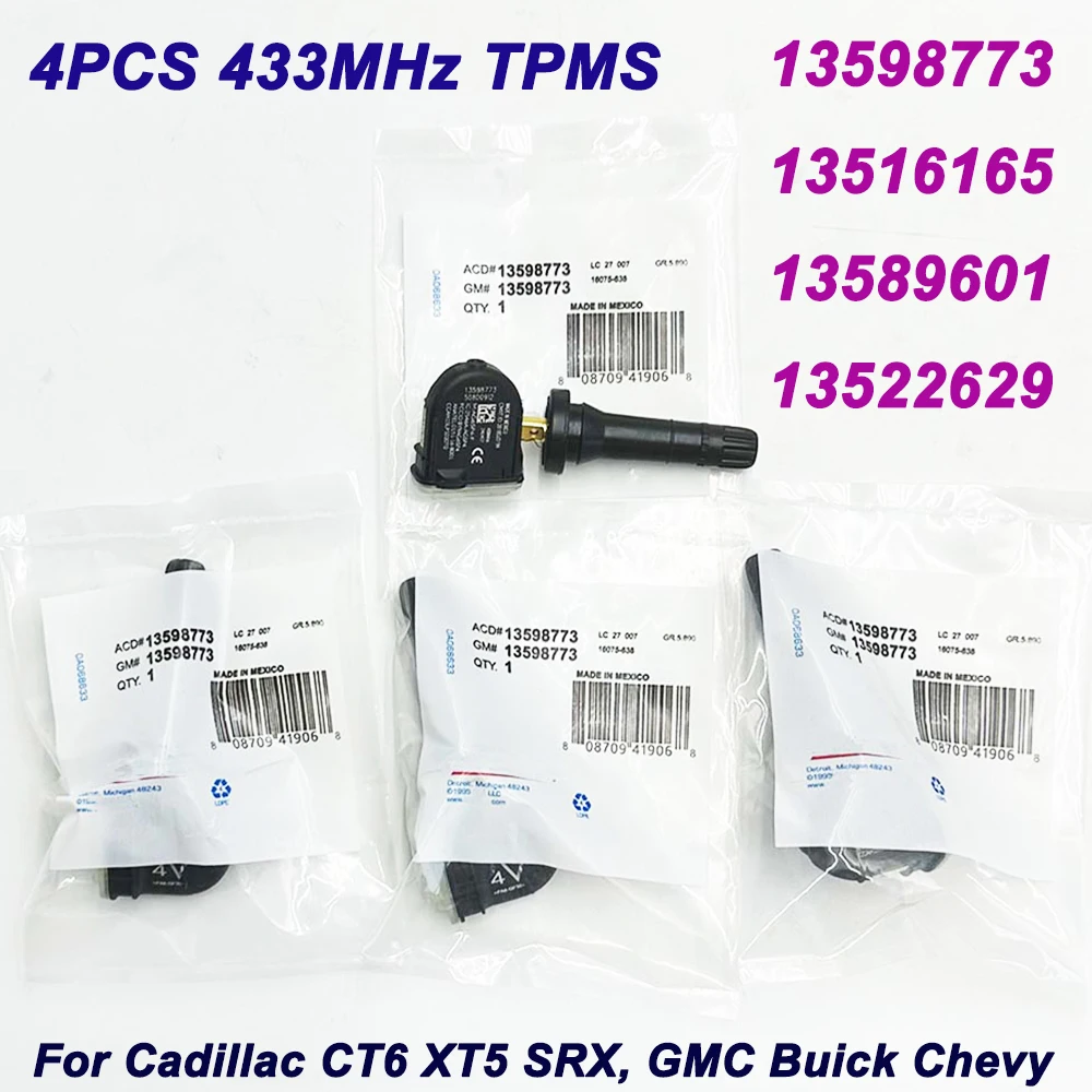 

4PCS/SET High Quality 13598773 13516165 13589601 433mhz TPMS TIRE PRESSURE SENSOR For Cadillac CT6 XT5 SRX Chevrolet Malibu Opel