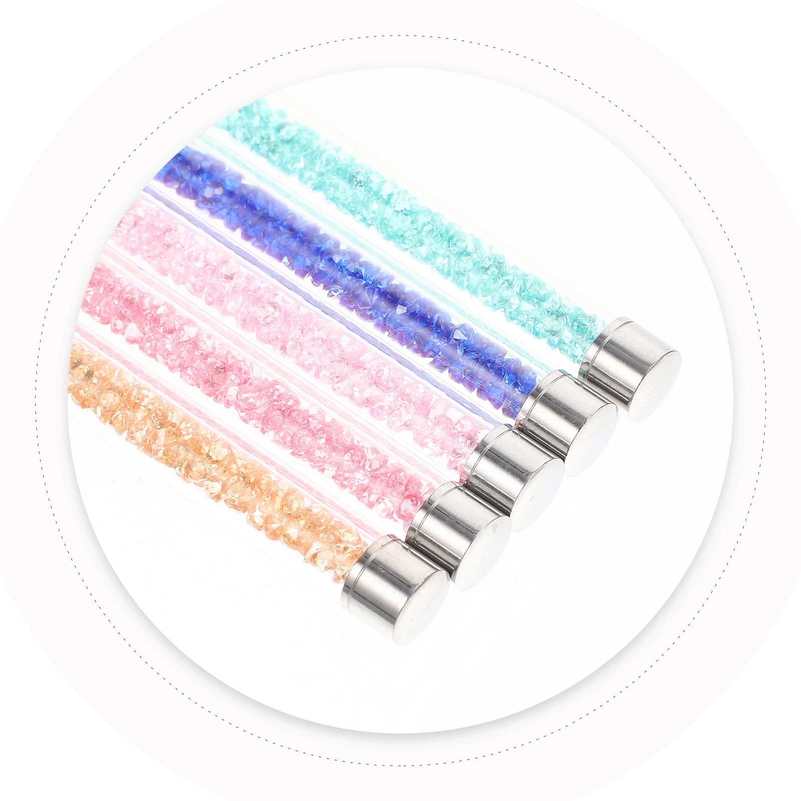 

5pcs Art Brushes Manicure Painting Stylish Design Portable Liner Tools Non-Skid Grip Premium Salon Supplies Dotting Gel Polish
