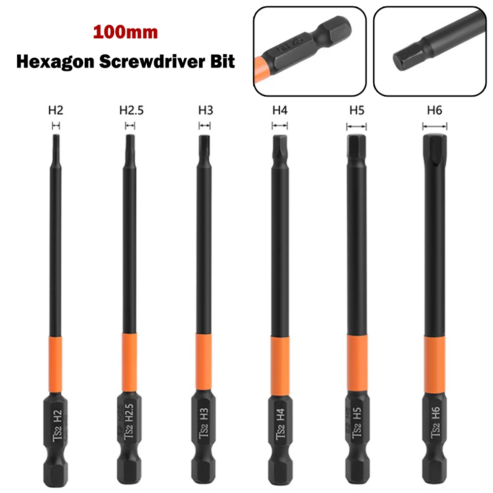 Magnetic Hex Head Screwdriver Bits 1/4Inch Quick Change Impact-Driver H2.0-H6 Allen-Wrench Drill Bits Kit