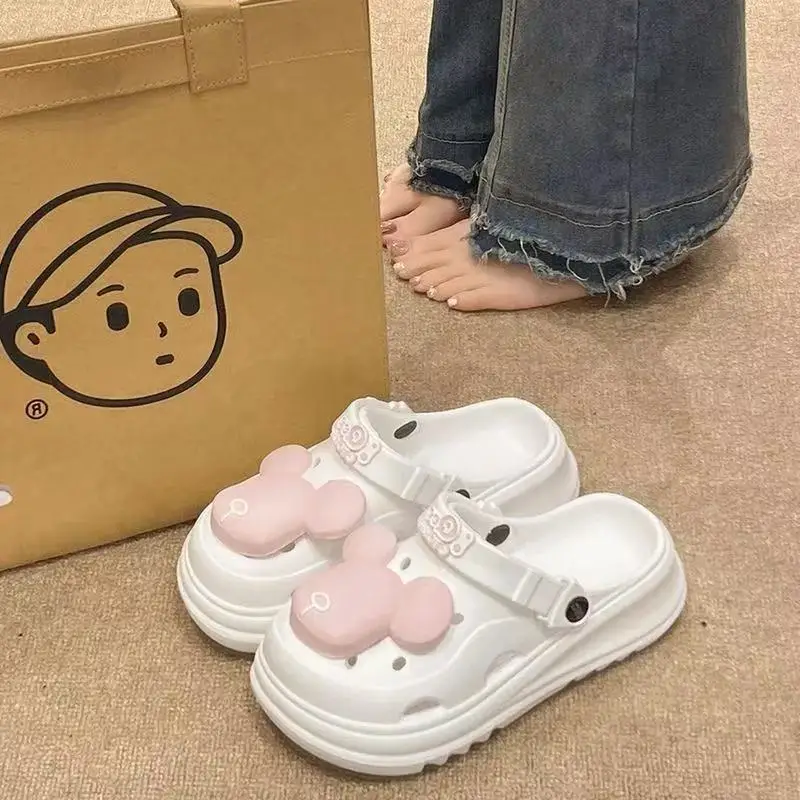 

drop shipping r‌eal photo new summer comfortable mickey mouse cartoon women sandals girls white black red pink fashion slippers