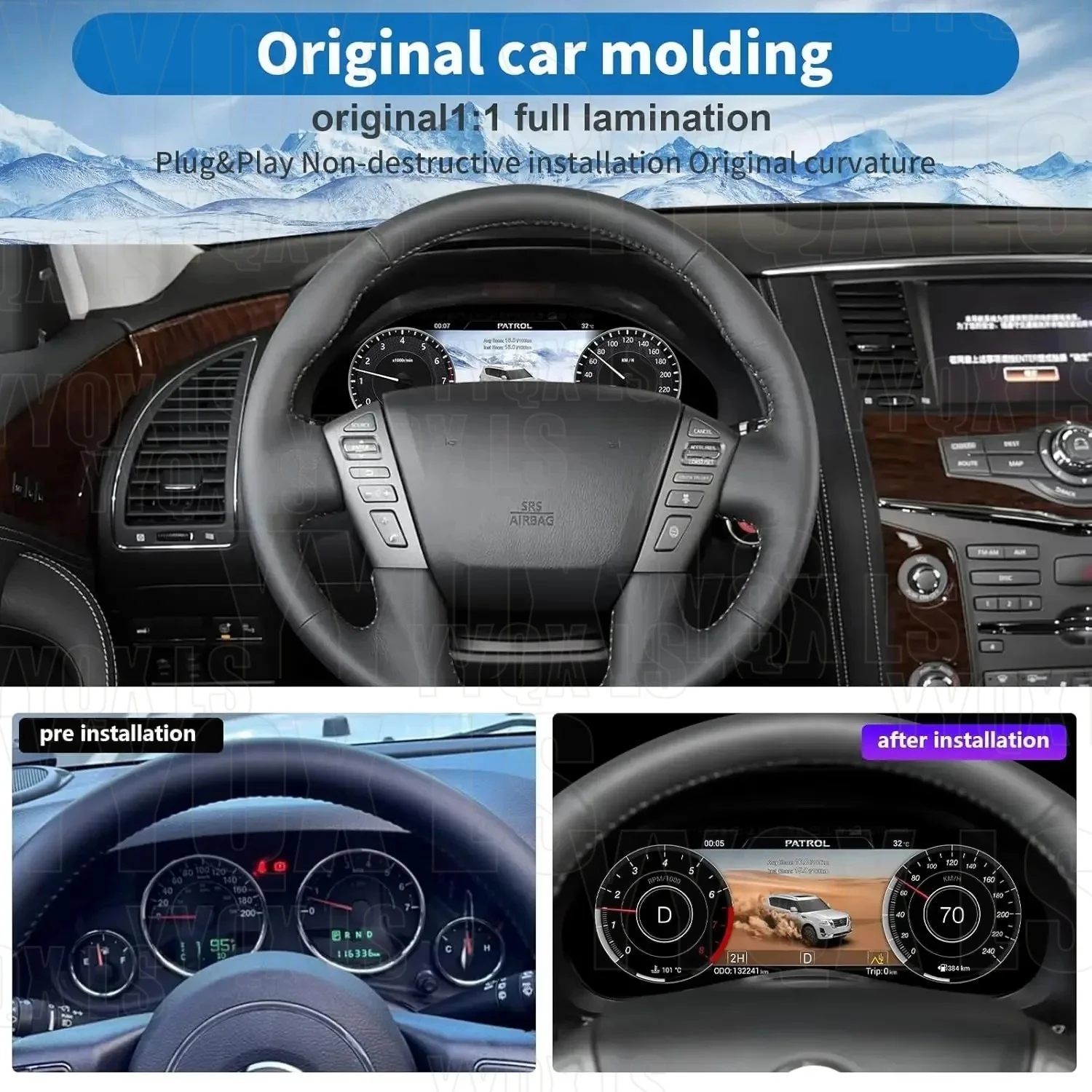Digital Dashboard For Nissan Patrol Armada Y62 2010~2021 Car Cluster LCD Meter Virtual Cockpit Digital Instrument Panel Head Uni