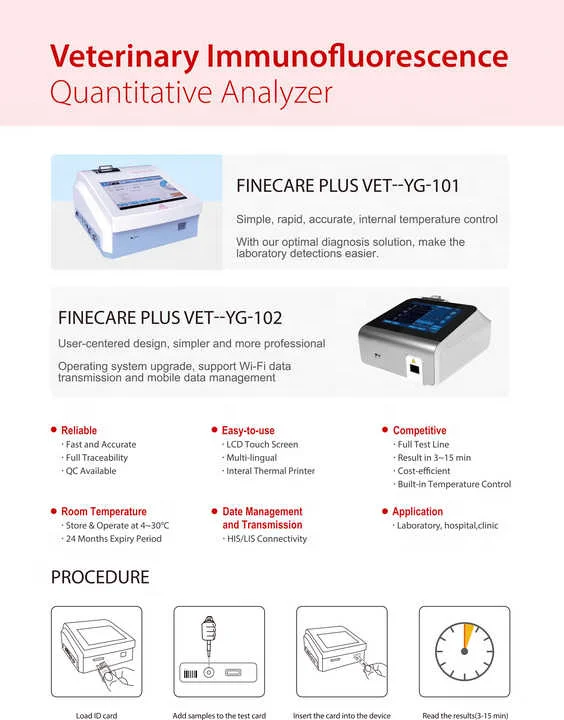 Wondfo Finecare Veterinary Immunoassay Analyzer Finecare PLUS VET YG-101 FIA Reagents Animal Hormone Progestrone Test Machine view 3
