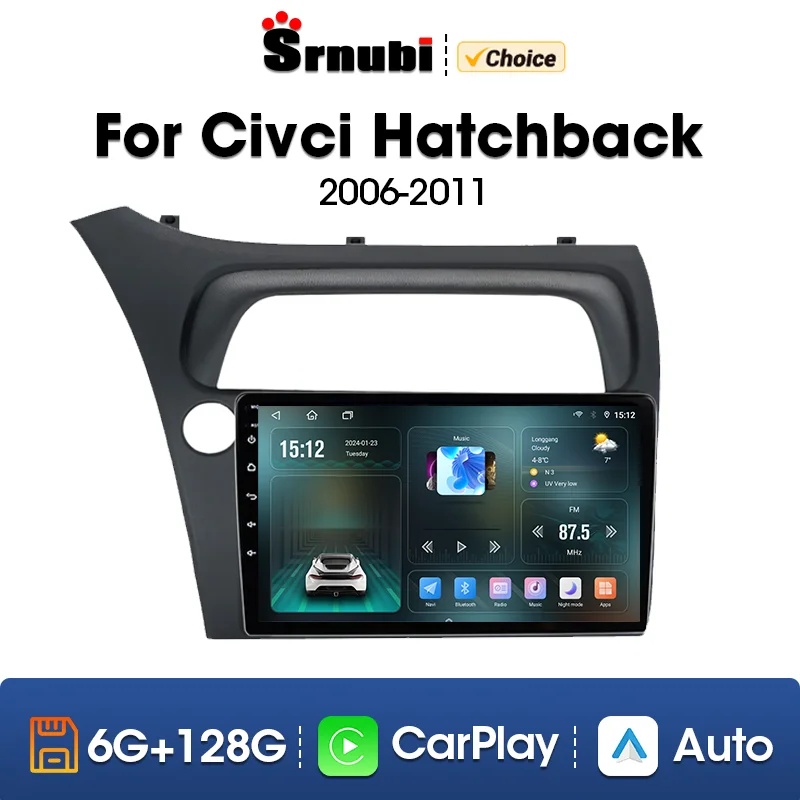 

Srnubi Android 12 Car Stereo Radio for Honda Civic Hatchback 2005 -2011 Multimedia Video Player Navigation GPS 2 Din Head Unit