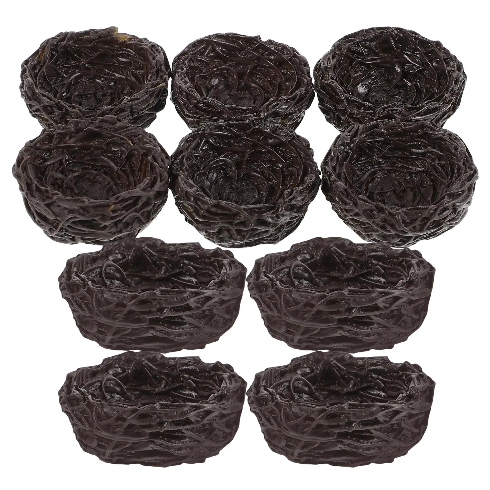 

10 Pcs Bird's Nest Ornaments Eggs Easter Artificial Dark Brown Resin Decorations