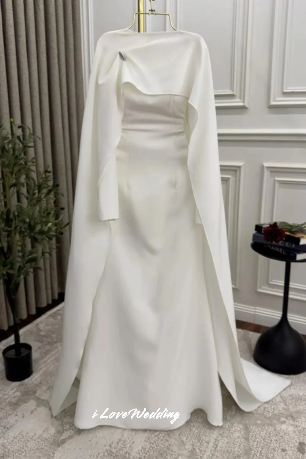 화이트 O넥 이브닝 드레스 2025 숄 롱 슬리브 머메이드 플리츠 플로어 기장 스윕 트레인 웨딩 파티 드레스 맞춤 제작