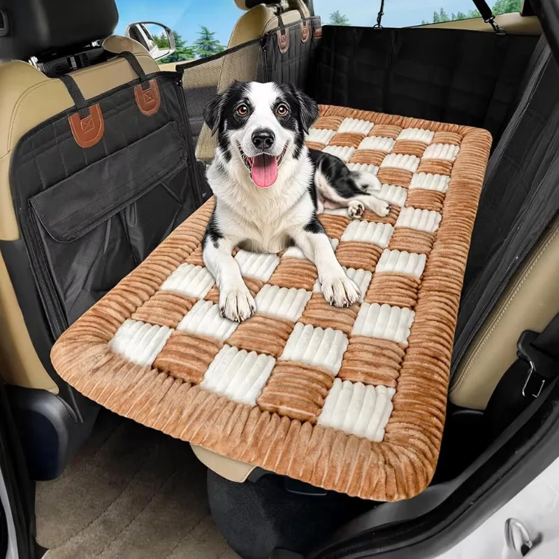 

Pet Car Bed Non-Slip Backseat Extender Pet Blanket Plaid Dog Bed for SUVs Sedan & Trucks Backseat Pet Bed Mat