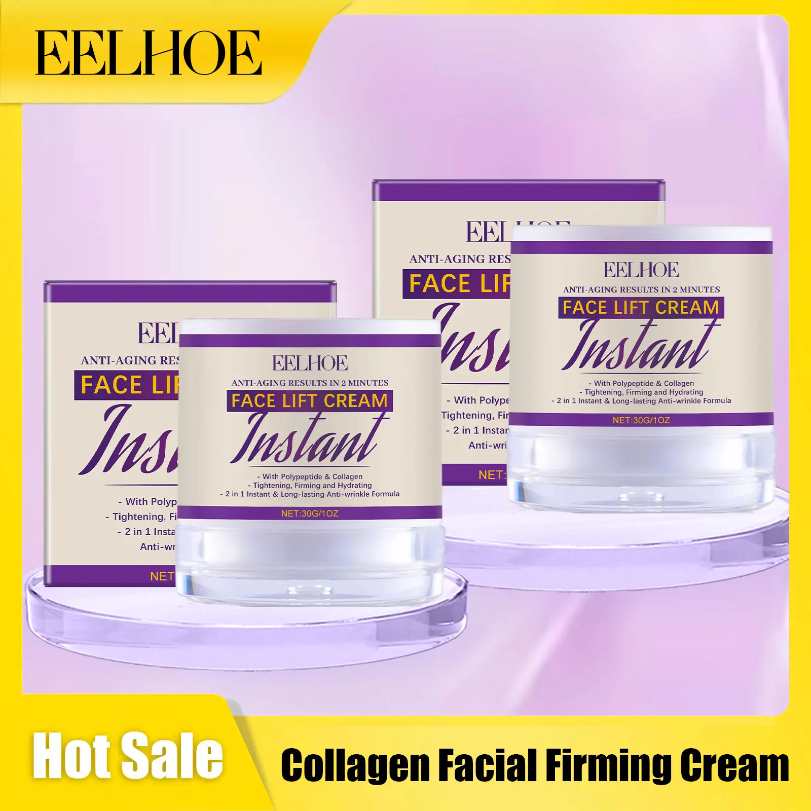 

Eelhoe Collagen Facial Firming Cream Nourishing Smoothing Remove Fine Lines Shrink Pores Deep Moisturizing Face Care Lotions 30g