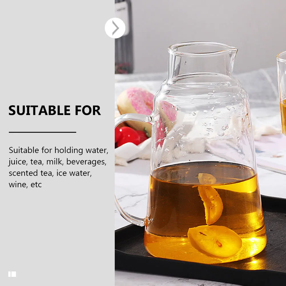 

1Set Glass Water Pitcher Transparent Multi-Function Cool Hot Water Kettle Beverage Drinking Cup Household