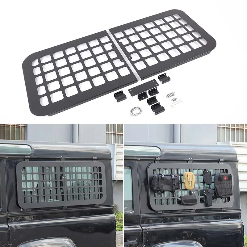 

2Pcs Aluminum alloy For Land Rover Defender 90 110 2004-2018 car rear side window protection plate hanging bag rack accessorie