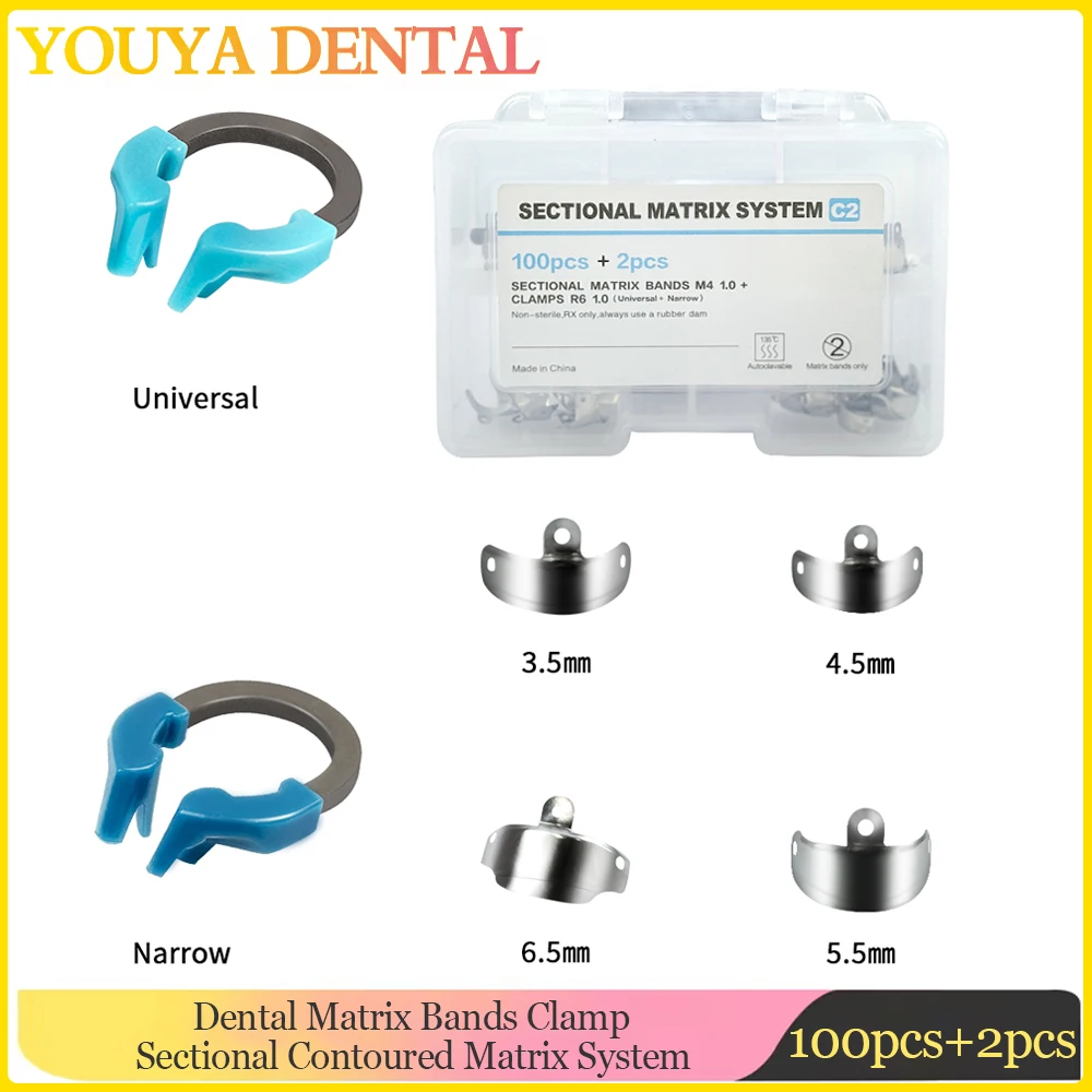 

1 set Dental Matrix Bands Clamp Sectional Contoured Matrix System Metal Matrices Nickel Titanium Clamping Ring Dentist Tools